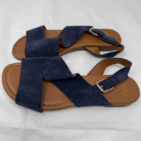 Franco Sarto Womens Sandals Navy Blue Suede Open Toe Sandals Buckle Size 8.5 - Picture 2 of 8